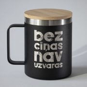 Tērauda termo krūze, dadzis, 420ml, melna, Bez cīņas nav uzvaras