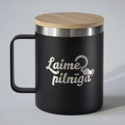 Tērauda termo krūze, dadzis, 420ml, melna, Laime pilnīga