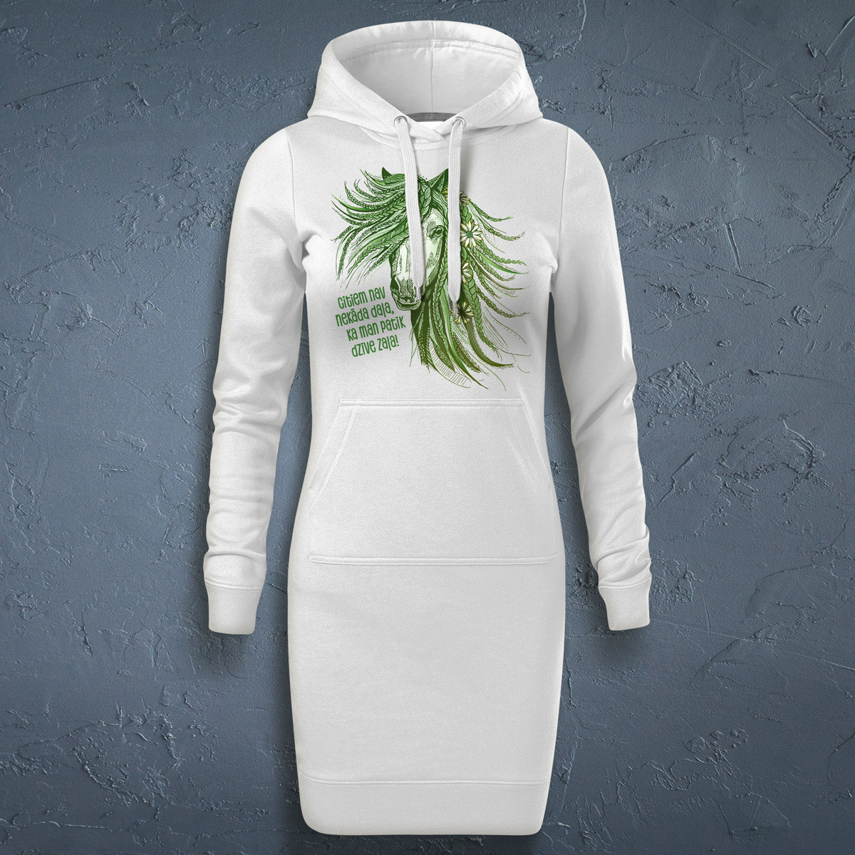 Džemperkleita, dadzis, balta, Zirgs, Citiem nav nekāda daļa Džemperkleita, dadzis, balta, Zirgs, Citiem nav nekāda daļa