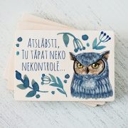 Koka magnēts, daba, 50x70mm, Pūce, Atslābsti, tu tāpat neko nekontrolē