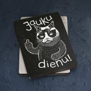 Koka magnēts, dadzis, 50x70mm, Kaķis, Jauku dienu