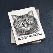 Koka magnēts, dadzis, 50x70mm, Mājas kaķis, Pa dzīvi murrāju