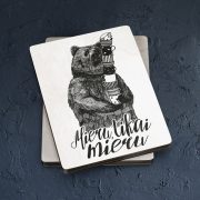 Koka magnēts, dadzis, 50x70mm, Lācis, Mieru tikai mieru