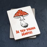 Koka magnēts, dadzis, 50x70mm, Mušmire, Še tev viena sēnīte