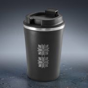 Tērauda termo krūze, zemā, 470ml, melna, Auseklīši