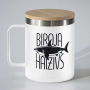 Tērauda termo krūze, dadzis, 420ml, balta, Haizivs, Biroja haizivs