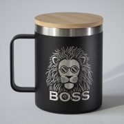 Tērauda termo krūze, dadzis, 420ml, melna, Lauva, Boss