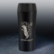 Tērauda termo krūze, dadzis, melna, Ezis, Gatavs ceļam, 470ml