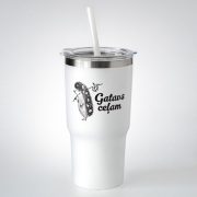 Tērauda termo krūze, 550ml, balta, Ezis, Gatavs ceļam